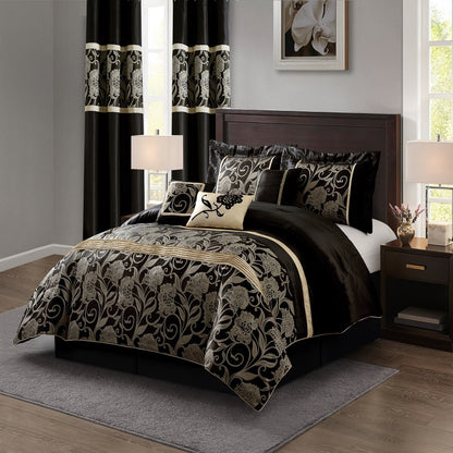 Ensemble de Couette à Motifs Floraux en Jacquard Nanshing Brie, 9 Pièces
