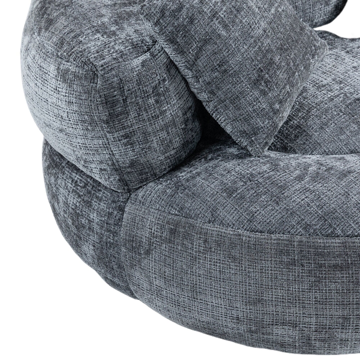 Canapé pouf en chenille gris surdimensionné 42.52, pour une personne, avec trois coussins, pour chambre à coucher.
