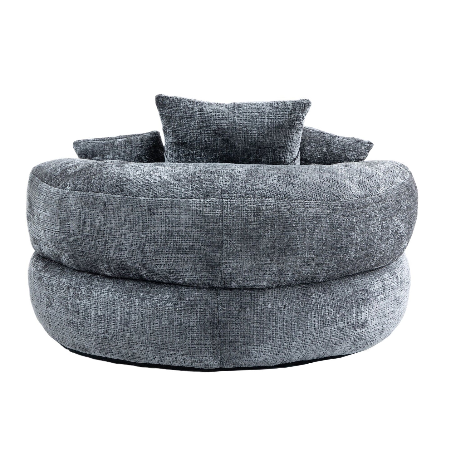 Canapé pouf en chenille gris surdimensionné 42.52, pour une personne, avec trois coussins, pour chambre à coucher.