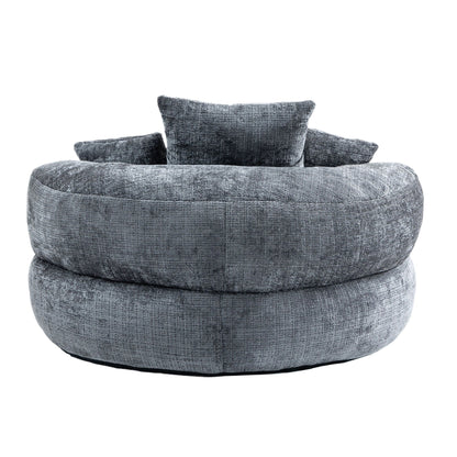 Canapé pouf en chenille gris surdimensionné 42.52, pour une personne, avec trois coussins, pour chambre à coucher.