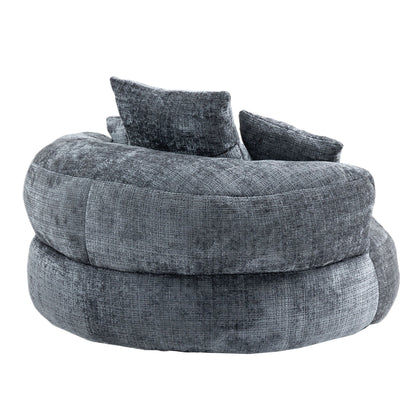 Canapé pouf en chenille gris surdimensionné 42.52, pour une personne, avec trois coussins, pour chambre à coucher.
