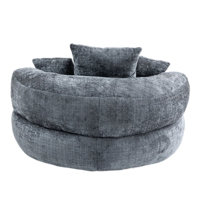 Canapé pouf en chenille gris surdimensionné 42.52, pour une personne, avec trois coussins, pour chambre à coucher.