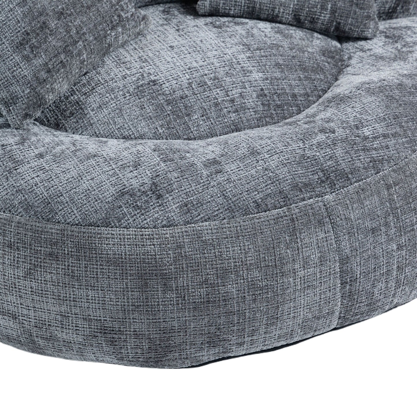 Canapé pouf en chenille gris surdimensionné 42.52, pour une personne, avec trois coussins, pour chambre à coucher.