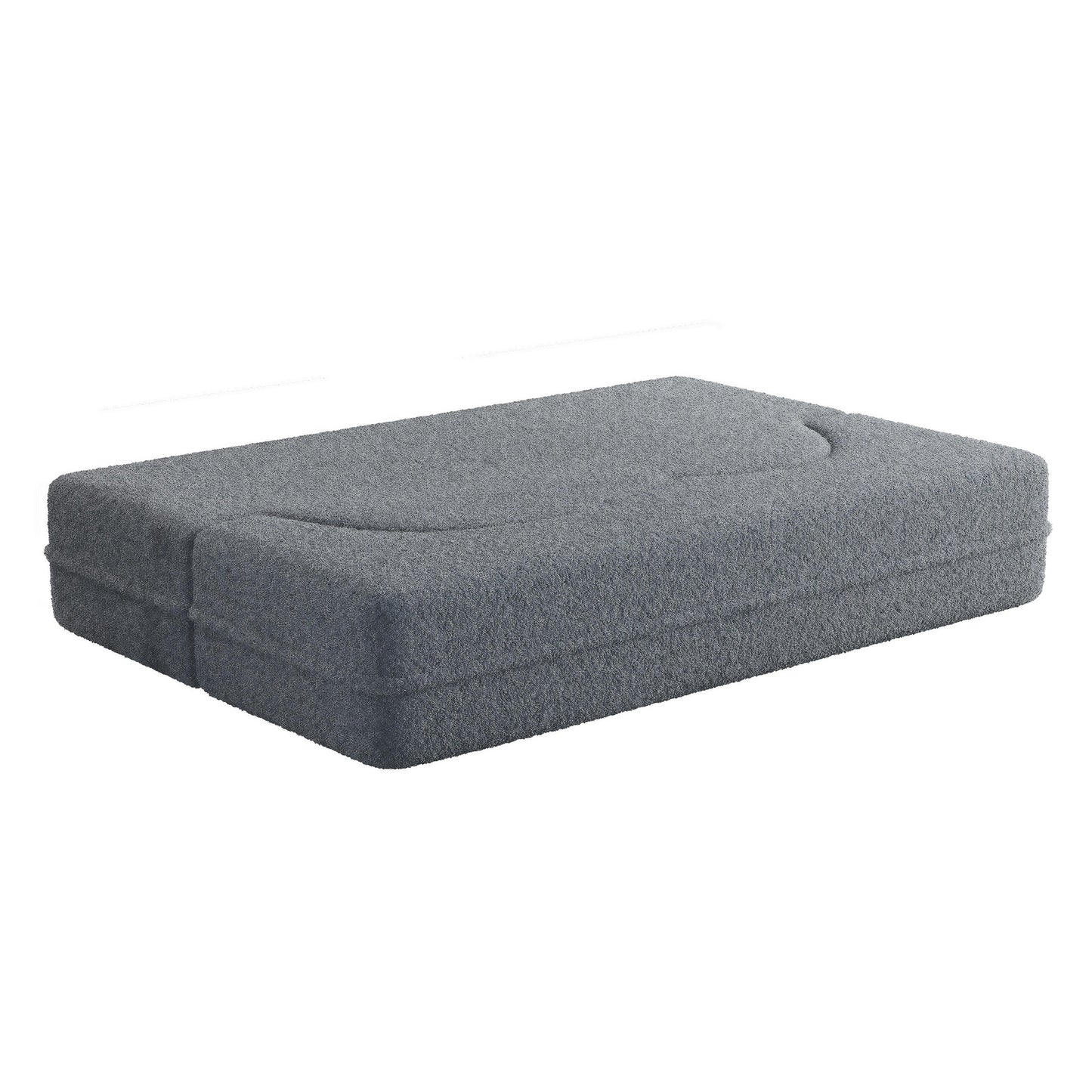 Canapé-lit convertible gris 78 Teddy en tissu, avec coussins en mousse, pour le salon, avec 2 oreillers et matelas pliable.