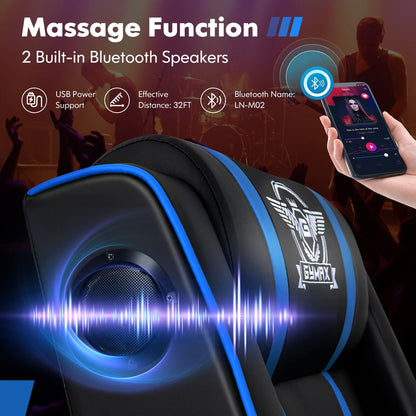 Fauteuil inclinable de jeu Gymax avec fonction de massage, en cuir PU, pour une personne.