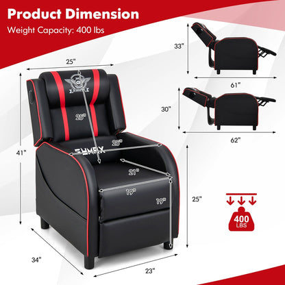 Fauteuil inclinable de jeu Gymax avec fonction de massage, en cuir PU, pour une personne.