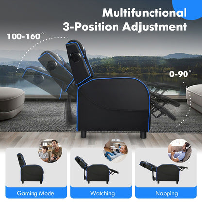 Fauteuil inclinable de jeu Gymax avec fonction de massage, en cuir PU, pour une personne.