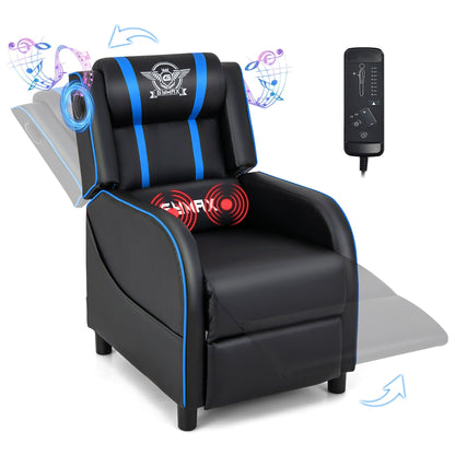 Fauteuil inclinable de jeu Gymax avec fonction de massage, en cuir PU, pour une personne.