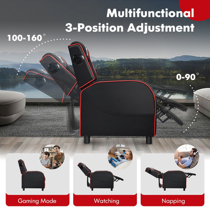 Fauteuil inclinable de jeu Gymax avec fonction de massage, en cuir PU, pour une personne.