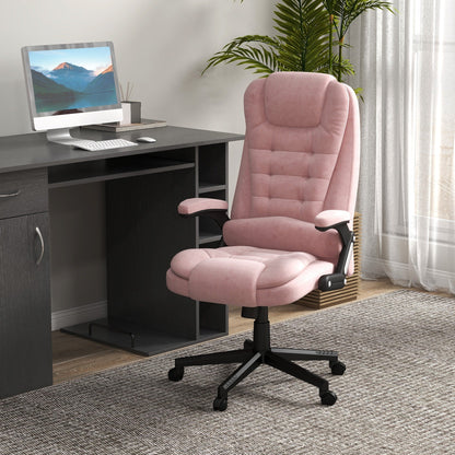 HOMCOM Chaise de bureau de massage vibrante à 6 points avec fonction chauffante, chaise de bureau de direction à dossier haut en velours avec dossier inclinable