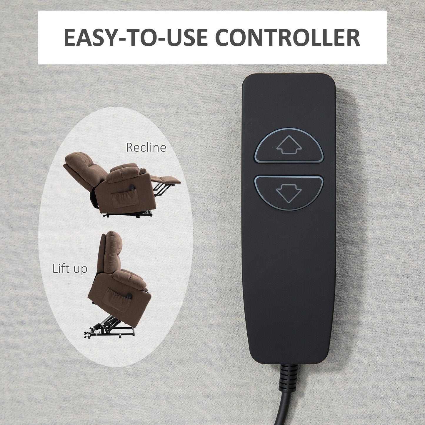 HOMCOM Fauteuil releveur électrique pour personnes âgées, fauteuil inclinable surdimensionné pour salon avec télécommande