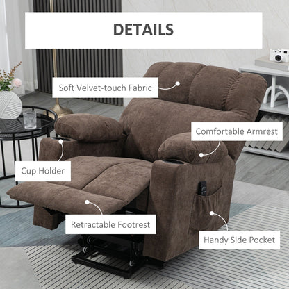 HOMCOM Fauteuil releveur électrique pour personnes âgées, fauteuil inclinable surdimensionné pour salon avec télécommande