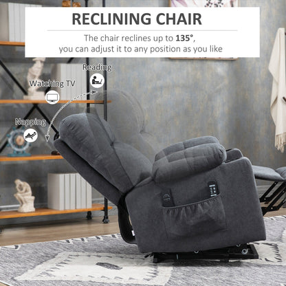 HOMCOM Fauteuil releveur électrique pour personnes âgées, fauteuil inclinable surdimensionné pour salon avec télécommande