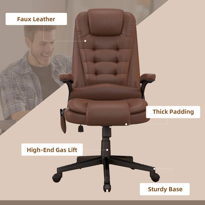 HOMCOM Chaise de bureau de massage à vibration avec dossier haut et 6 points de vibration, beige