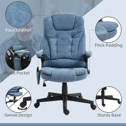 HOMCOM Chaise de bureau de massage à vibration avec dossier haut et 6 points de vibration, beige
