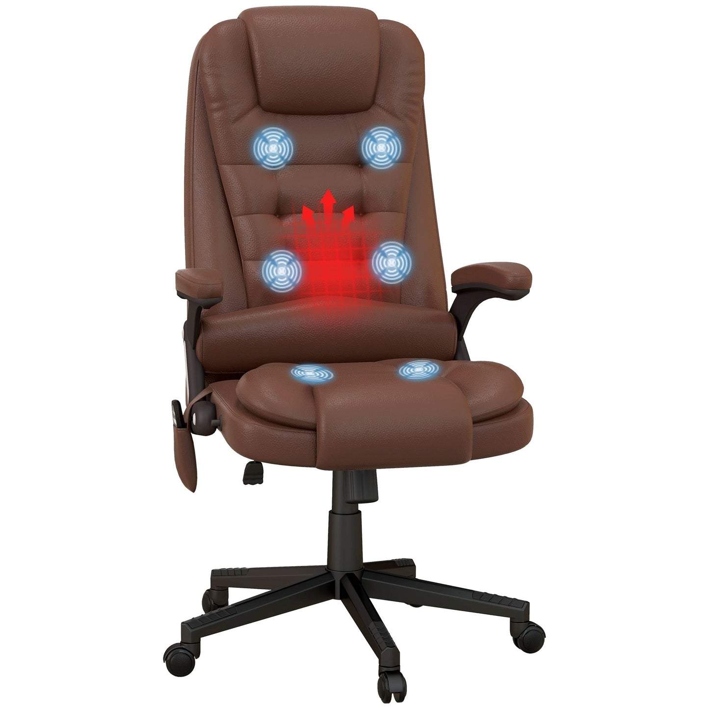 HOMCOM Chaise de bureau de massage à vibration avec dossier haut et 6 points de vibration, beige