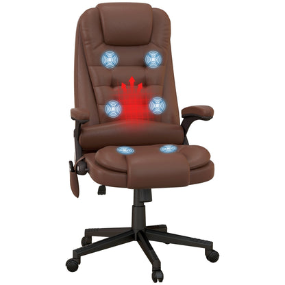 HOMCOM Chaise de bureau de massage à vibration avec dossier haut et 6 points de vibration, beige