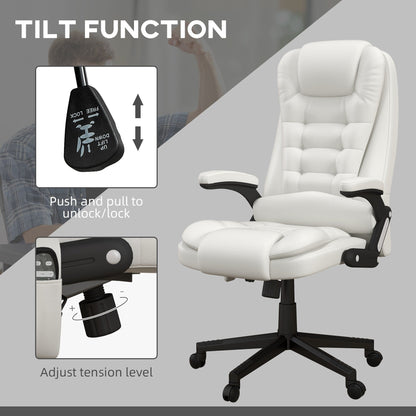 HOMCOM Chaise de bureau de massage à vibration avec dossier haut et 6 points de vibration, beige