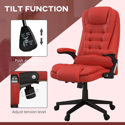 HOMCOM Chaise de bureau de massage à vibration avec dossier haut et 6 points de vibration, beige
