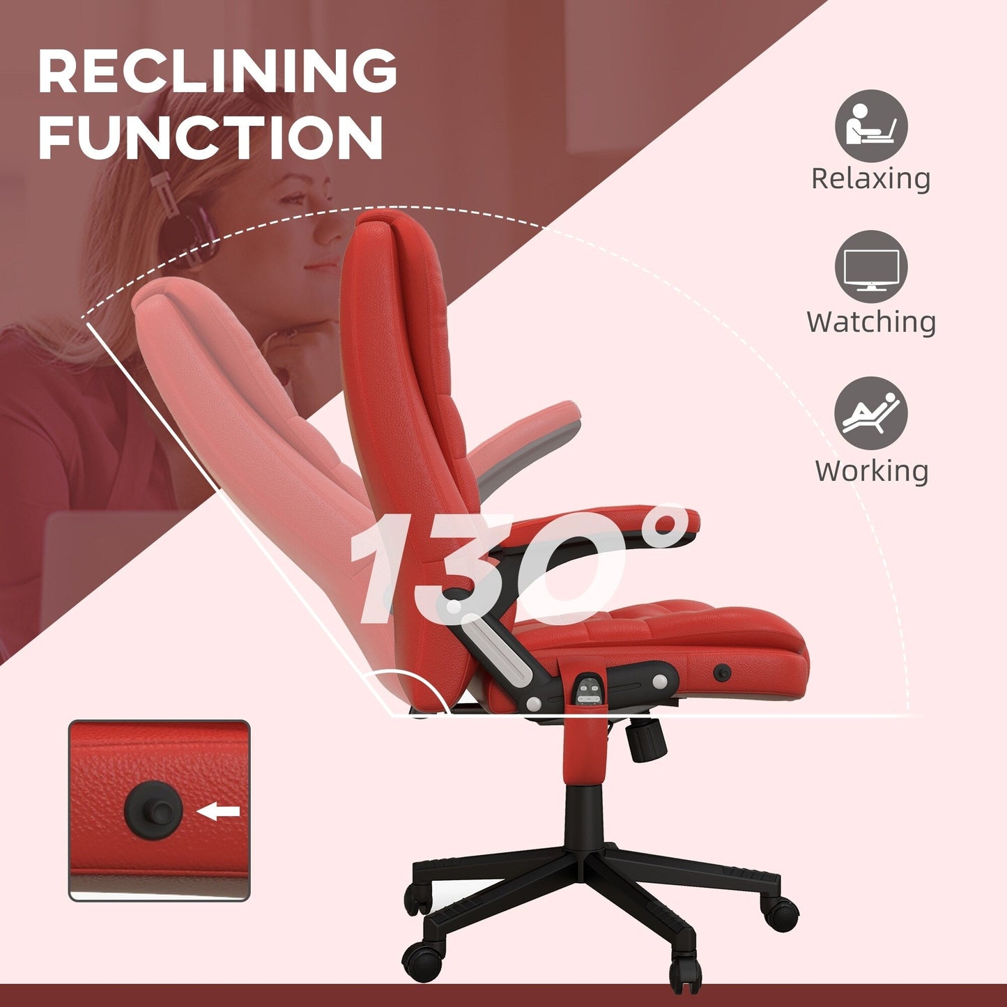 HOMCOM Chaise de bureau de massage à vibration avec dossier haut et 6 points de vibration, beige