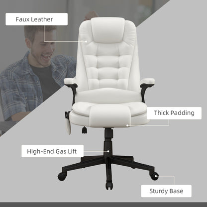 HOMCOM Chaise de bureau de massage à vibration avec dossier haut et 6 points de vibration, beige