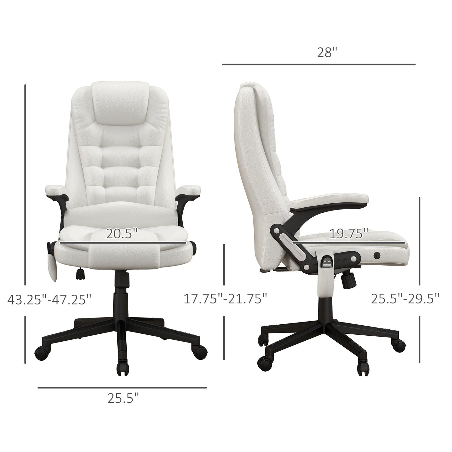 HOMCOM Chaise de bureau de massage à vibration avec dossier haut et 6 points de vibration, beige