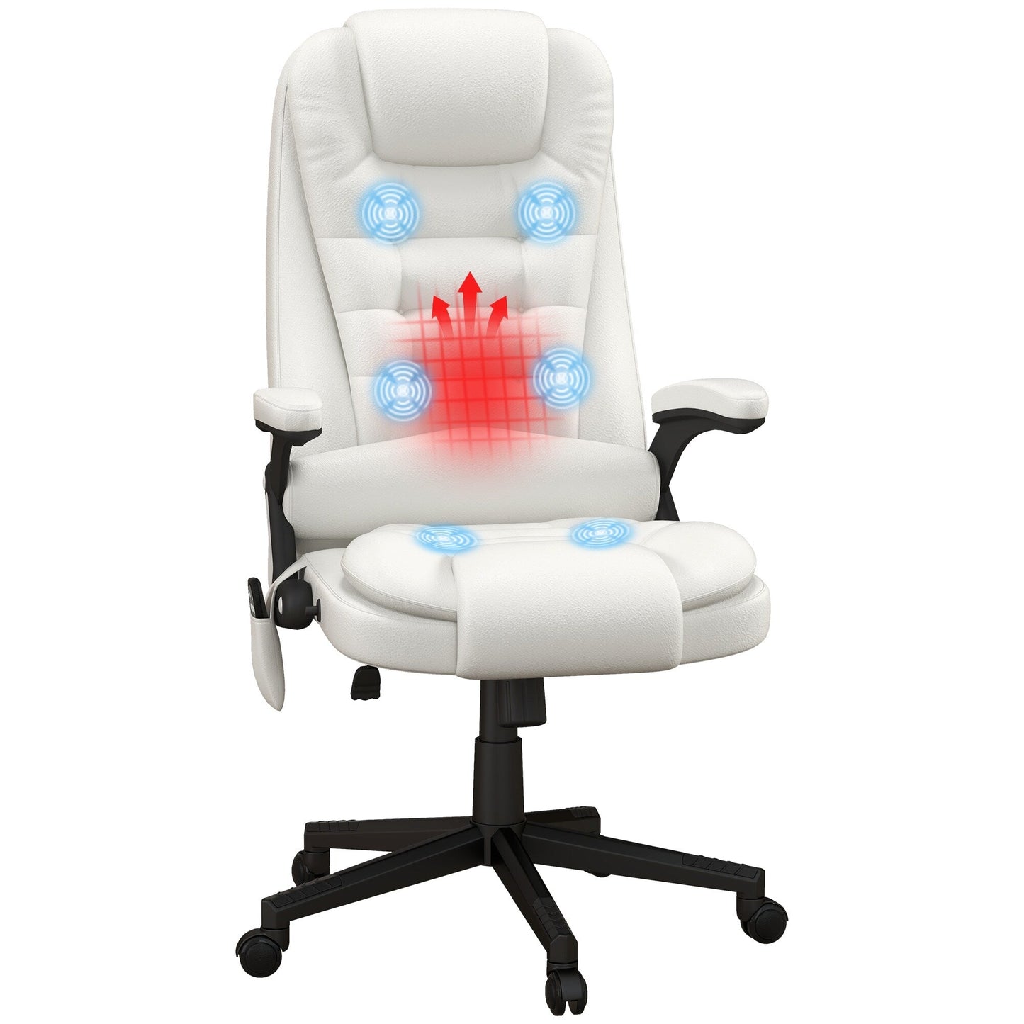 HOMCOM Chaise de bureau de massage à vibration avec dossier haut et 6 points de vibration, beige