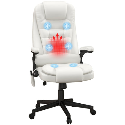 HOMCOM Chaise de bureau de massage à vibration avec dossier haut et 6 points de vibration, beige