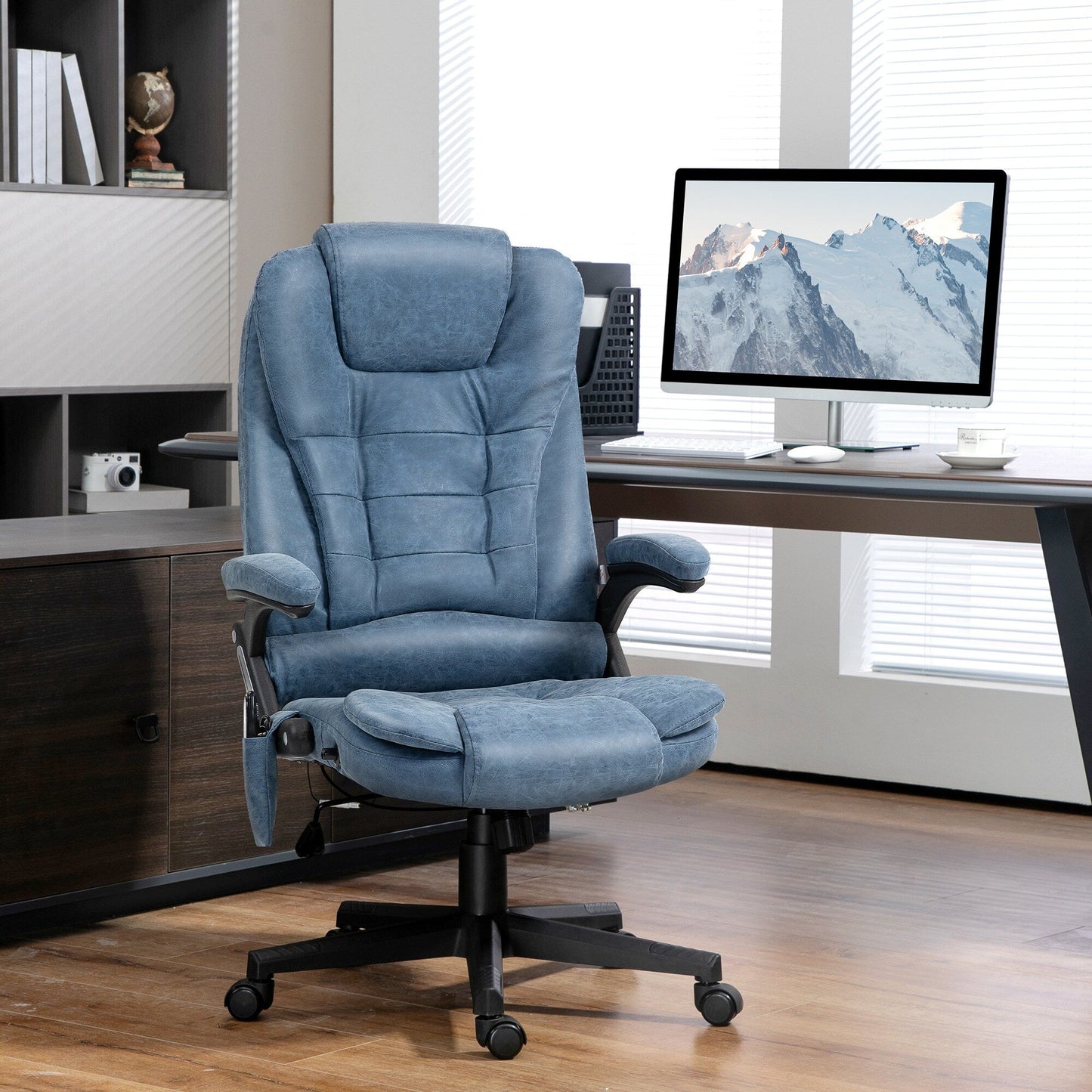 HOMCOM Chaise de bureau de massage à vibration avec dossier haut et 6 points de vibration, beige