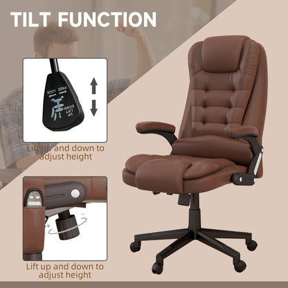 HOMCOM Chaise de bureau de massage à vibration avec dossier haut et 6 points de vibration, beige