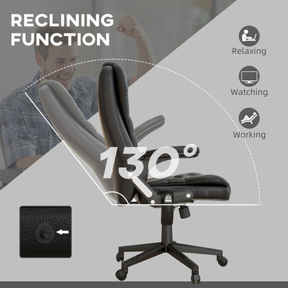 HOMCOM Chaise de bureau de massage à vibration avec dossier haut et 6 points de vibration, beige