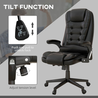 HOMCOM Chaise de bureau de massage à vibration avec dossier haut et 6 points de vibration, beige