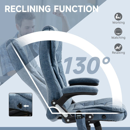 HOMCOM Chaise de bureau de massage à vibration avec dossier haut et 6 points de vibration, beige