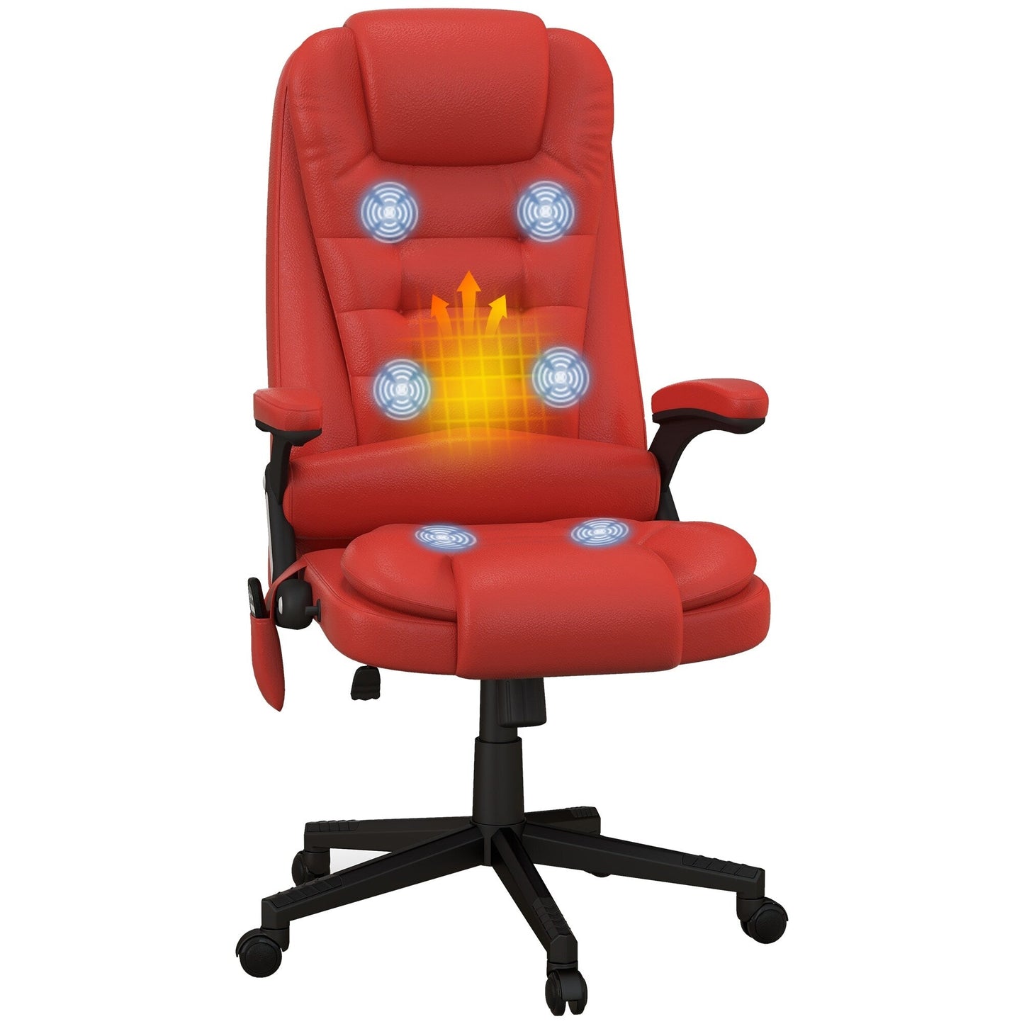 HOMCOM Chaise de bureau de massage à vibration avec dossier haut et 6 points de vibration, beige