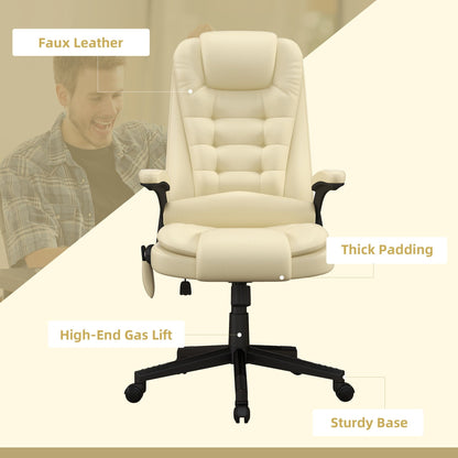 HOMCOM Chaise de bureau de massage à vibration avec dossier haut et 6 points de vibration, beige