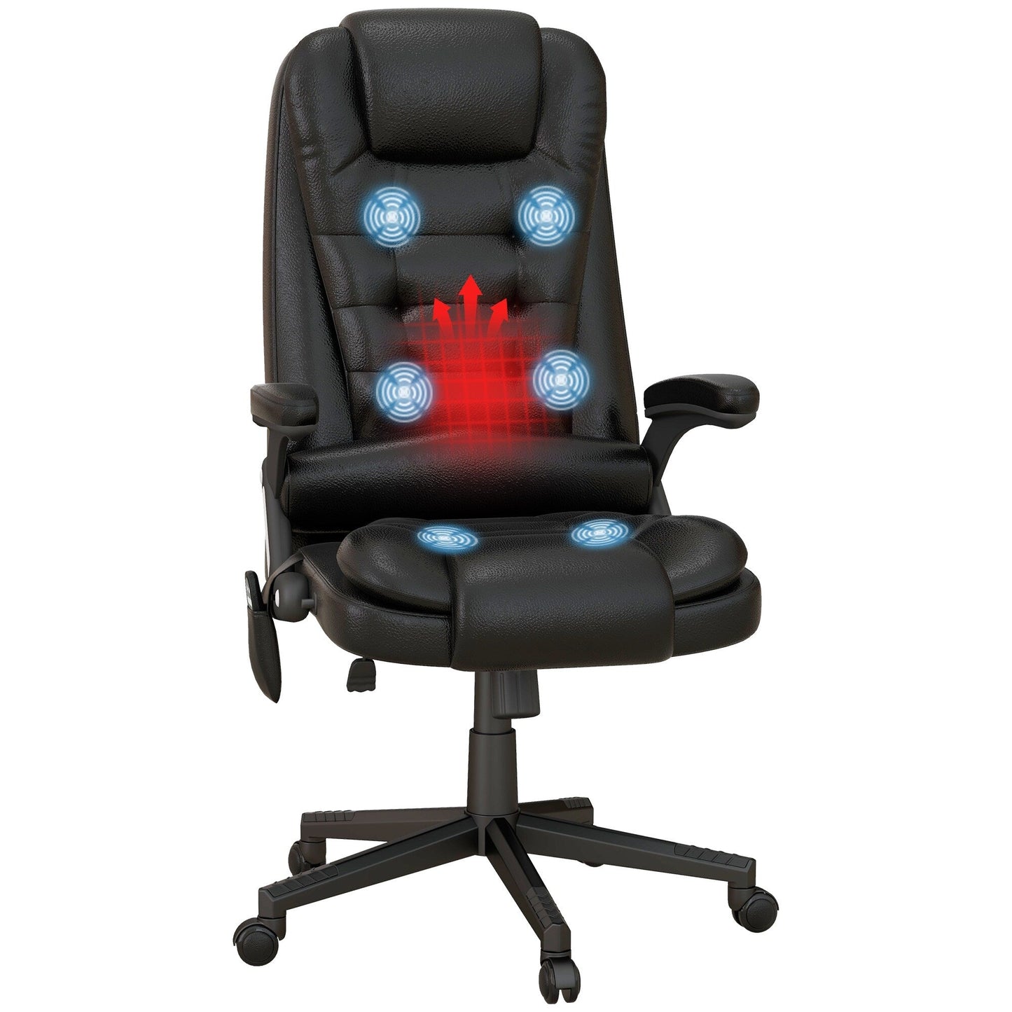 HOMCOM Chaise de bureau de massage à vibration avec dossier haut et 6 points de vibration, beige