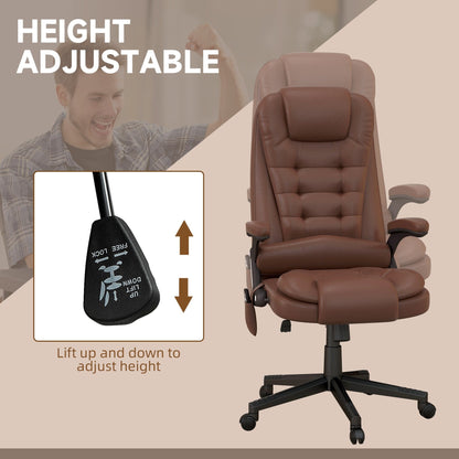 HOMCOM Chaise de bureau de massage à vibration avec dossier haut et 6 points de vibration, beige