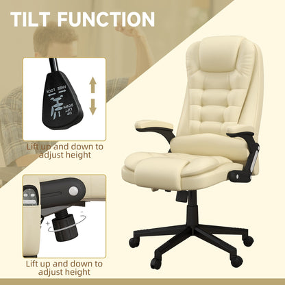 HOMCOM Chaise de bureau de massage à vibration avec dossier haut et 6 points de vibration, beige