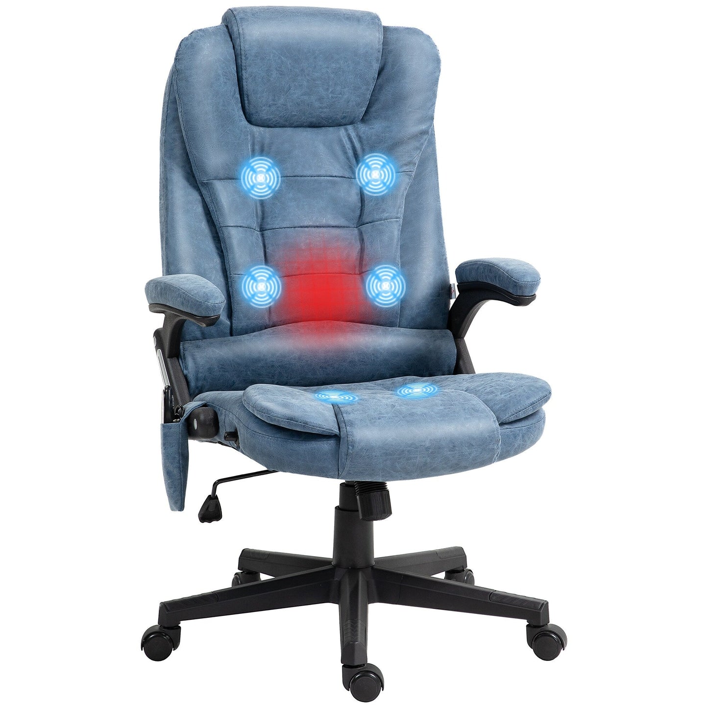 HOMCOM Chaise de bureau de massage à vibration avec dossier haut et 6 points de vibration, beige