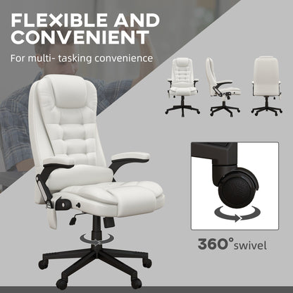 HOMCOM Chaise de bureau de massage à vibration avec dossier haut et 6 points de vibration, beige