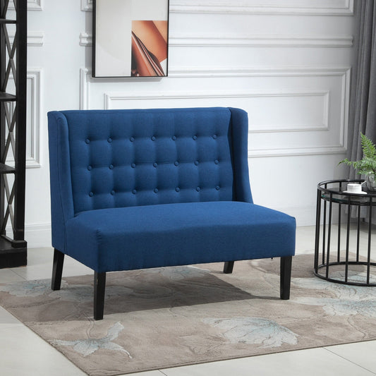 HOMCOM Canapé double en tissu de lin, méridienne capitonnée sans accoudoirs, meubles de salon avec pieds en bois - 28.75*43.25*36.5