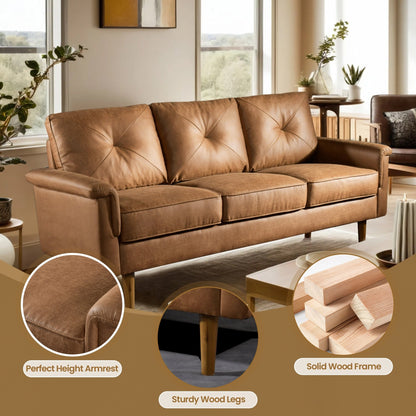 Canapé 3 places HOOOWOOO Mid-Century, recouvert de tissu, avec pieds en bois pour salon