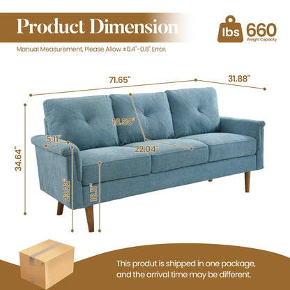 Canapé 3 places HOOOWOOO Mid-Century, recouvert de tissu, avec pieds en bois pour salon