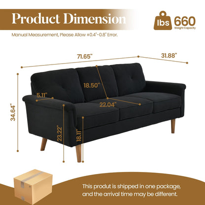 Canapé 3 places HOOOWOOO Mid-Century, recouvert de tissu, avec pieds en bois pour salon
