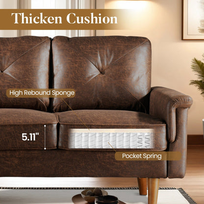 Canapé 3 places HOOOWOOO Mid-Century, recouvert de tissu, avec pieds en bois pour salon