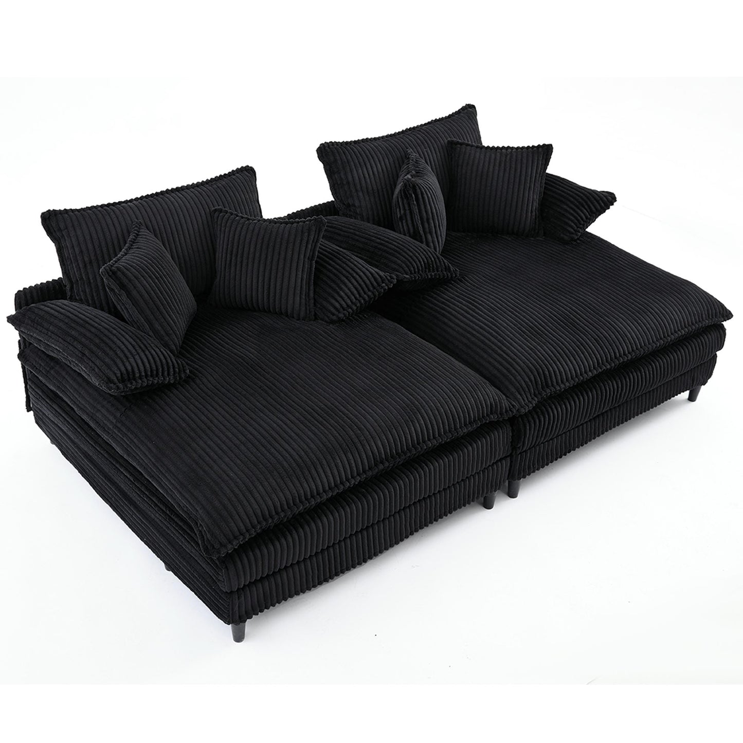 Canapé-lit en velours côtelé surdimensionné Harmonia 109 W, avec assise profonde, double chaise longue et 4 coussins