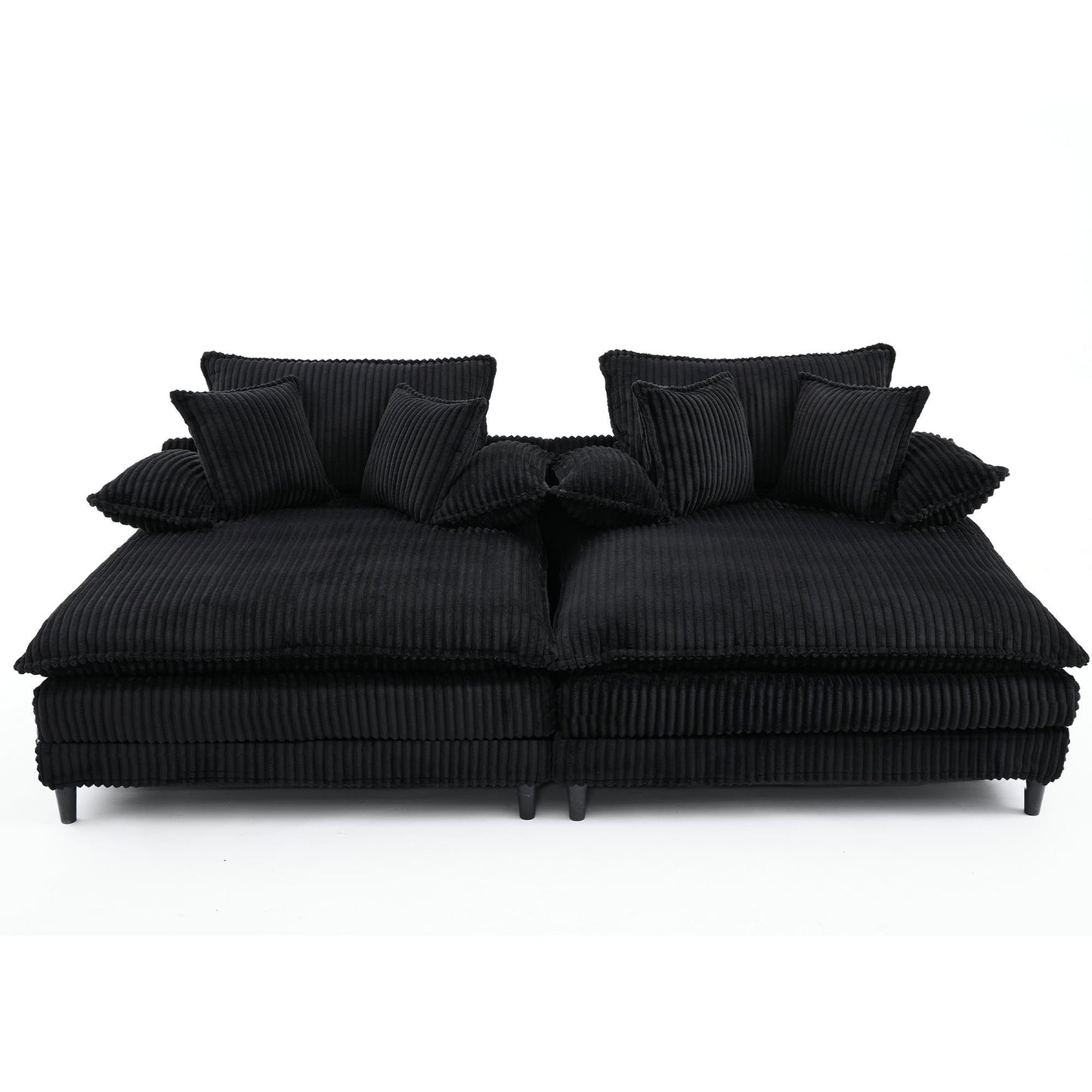 Canapé-lit en velours côtelé surdimensionné Harmonia 109 W, avec assise profonde, double chaise longue et 4 coussins