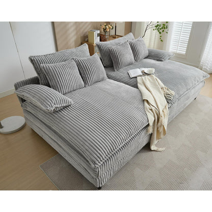 Canapé-lit en velours côtelé surdimensionné Harmonia 109 W, avec assise profonde, double chaise longue et 4 coussins