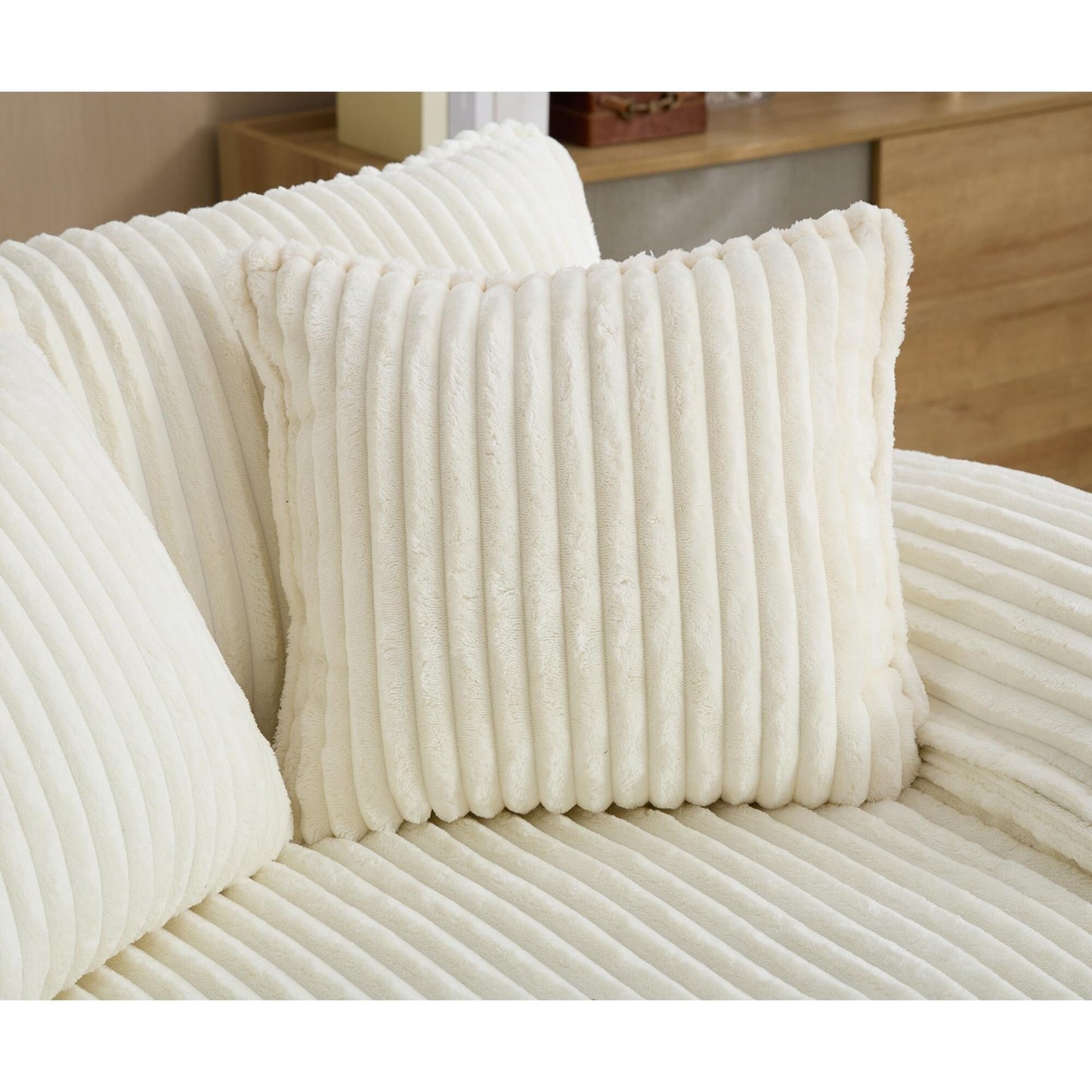 Canapé-lit en velours côtelé surdimensionné Harmonia 109 W, avec assise profonde, double chaise longue et 4 coussins