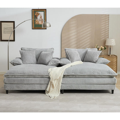 Canapé-lit en velours côtelé surdimensionné Harmonia 109 W, avec assise profonde, double chaise longue et 4 coussins
